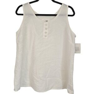 🆕️ NWT - Produce Company - Women's - 100% Cotton Tank - Rose Detail - Large